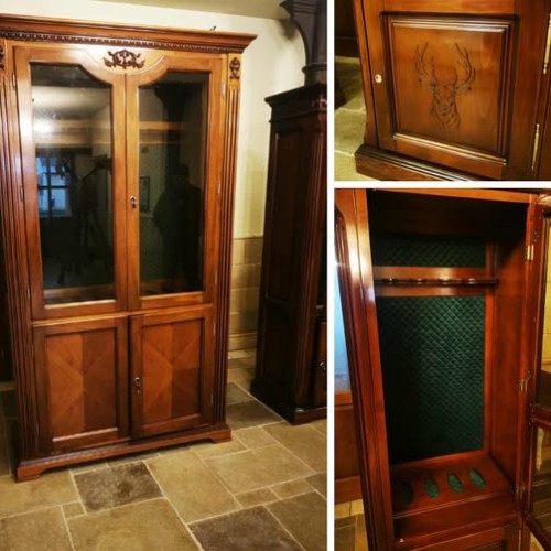 vadászbútor, Hunor Vadászbolt Vásárosnamény, fegyverszekrény, biztonsági üveg, puska